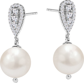 Pearls Of Sky - Biżuteria Yes Kolczyki srebrne z perłami i cyrkoniami - Pearls of Sky