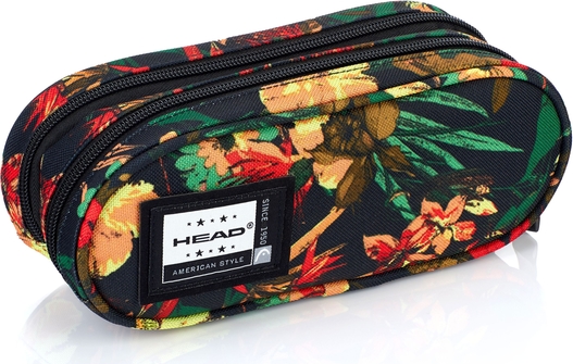 Piórnik szkolny / saszetka podwójna HEAD tropikalne kwiaty HD-114 B