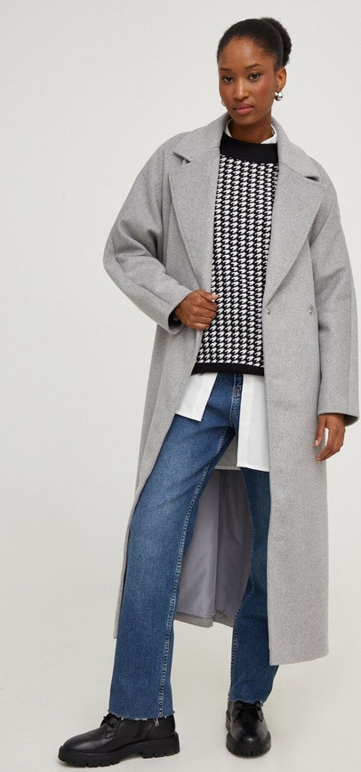 Płaszcz Answear Lab w stylu casual z wełny przejściowa