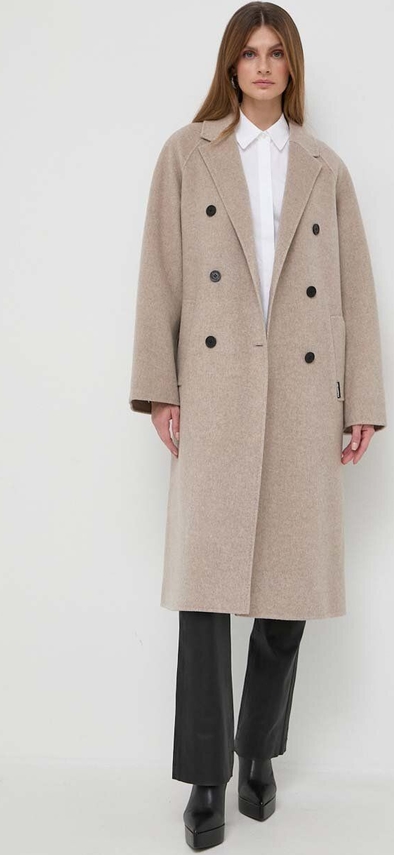Płaszcz Karl Lagerfeld długi w stylu klasycznym bez kaptura