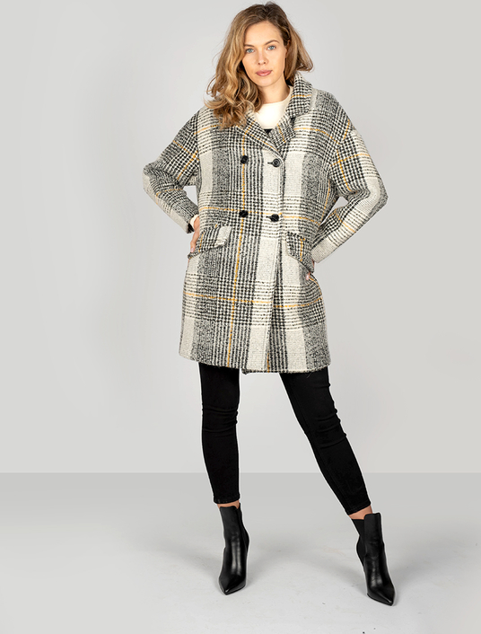 Płaszcz ubierzsie.com w stylu casual z tkaniny bez kaptura