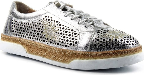 Pollini Sznurowane buty srebrny W stylu casual Obuwie Półbuty Sznurowane buty 