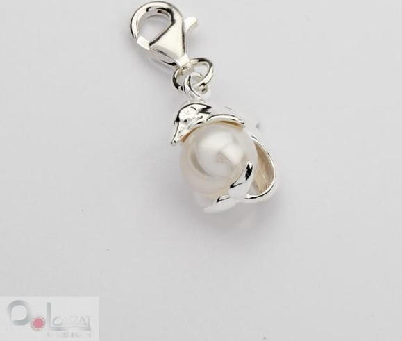 Polcarat Design Srebrny Charms DELFIN z perełką 1151 Perła