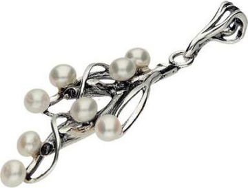 Polcarat Design Srebrny wisiorek z perełkami GAŁĄZKA W 969 perła