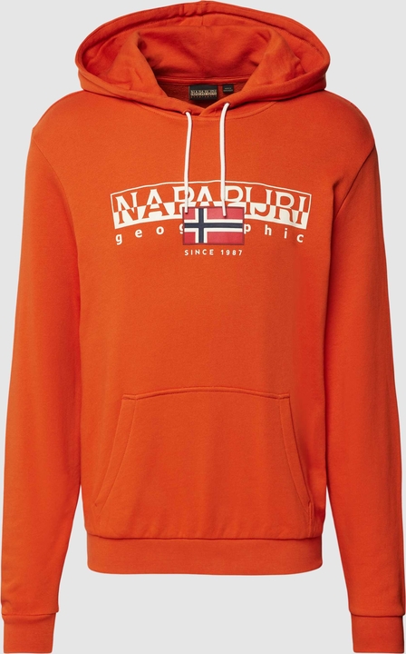 Pomarańczowa bluza Napapijri z nadrukiem w młodzieżowym stylu z bawełny