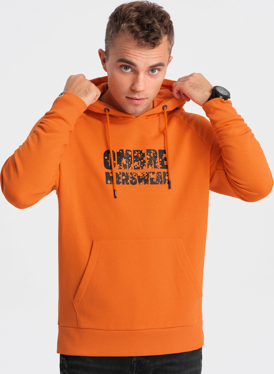 Pomarańczowa bluza Ombre z nadrukiem z bawełny w młodzieżowym stylu