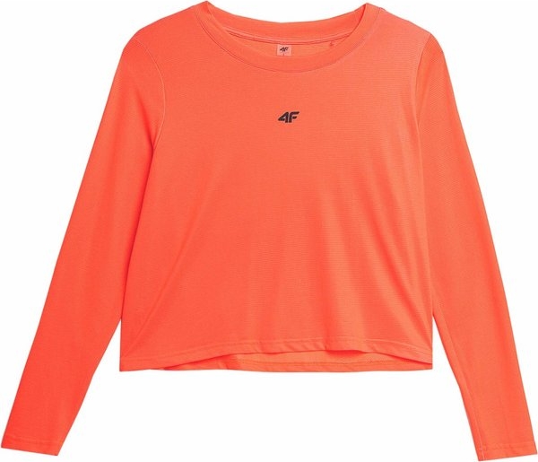 Pomarańczowa bluzka 4F z okrągłym dekoltem w sportowym stylu z długim rękawem