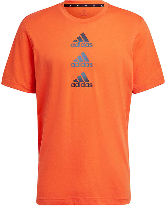 Pomarańczowa bluzka Adidas z bawełny z krótkim rękawem w sportowym stylu