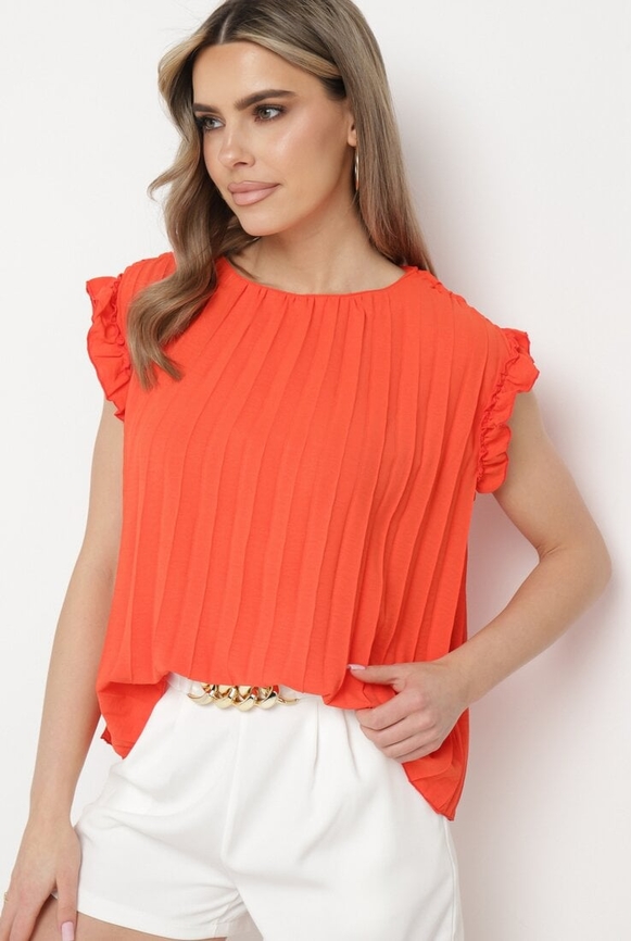 Pomarańczowa bluzka born2be w stylu klasycznym