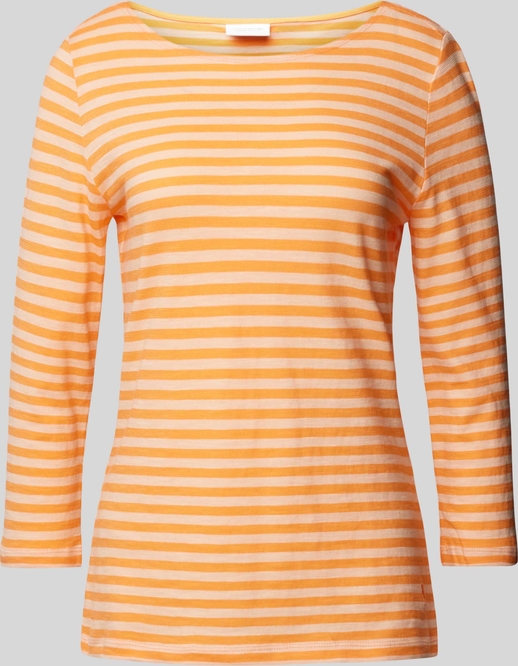 Pomarańczowa bluzka comma, z bawełny z długim rękawem z okrągłym dekoltem