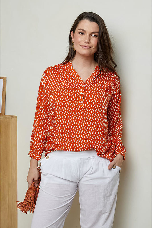 Pomarańczowa bluzka Curvy Lady w stylu casual
