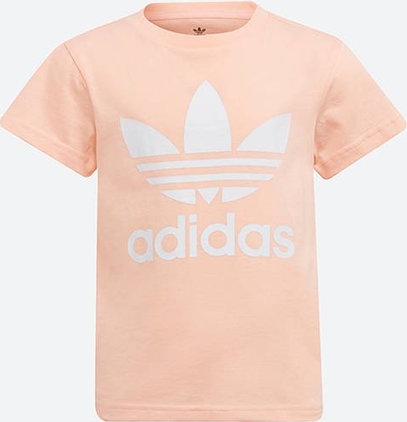 Pomarańczowa bluzka dziecięca Adidas Originals z krótkim rękawem z bawełny