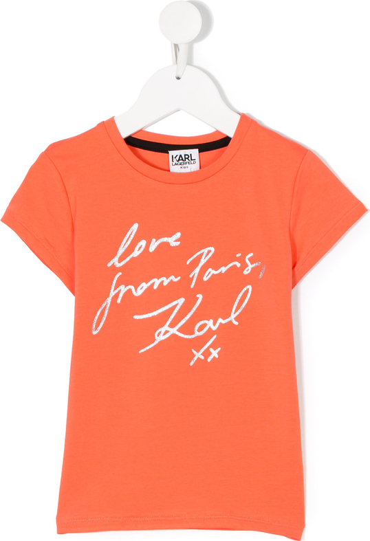 Pomarańczowa bluzka dziecięca Karl Lagerfeld Kids z bawełny