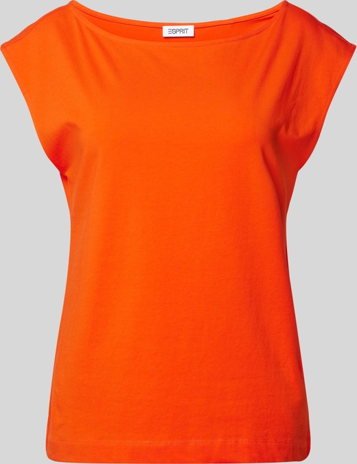 Pomarańczowa bluzka Esprit z bawełny z krótkim rękawem