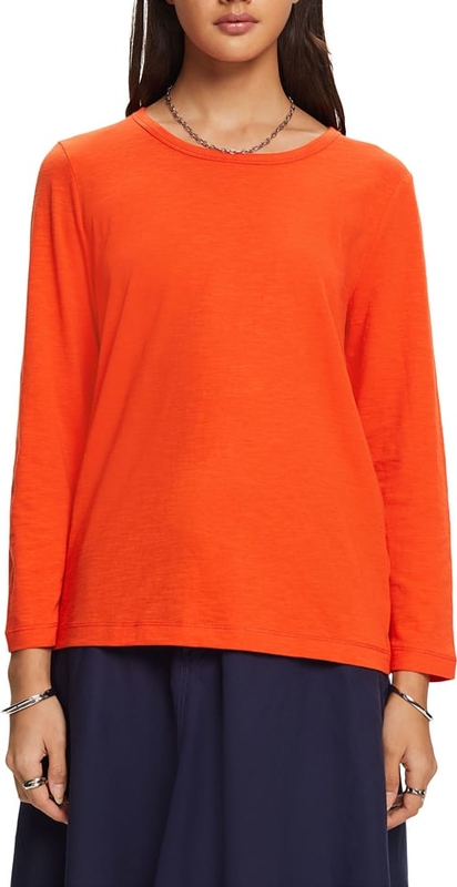 Pomarańczowa bluzka Esprit z długim rękawem