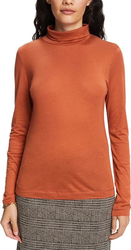 Pomarańczowa bluzka Esprit z długim rękawem w stylu casual