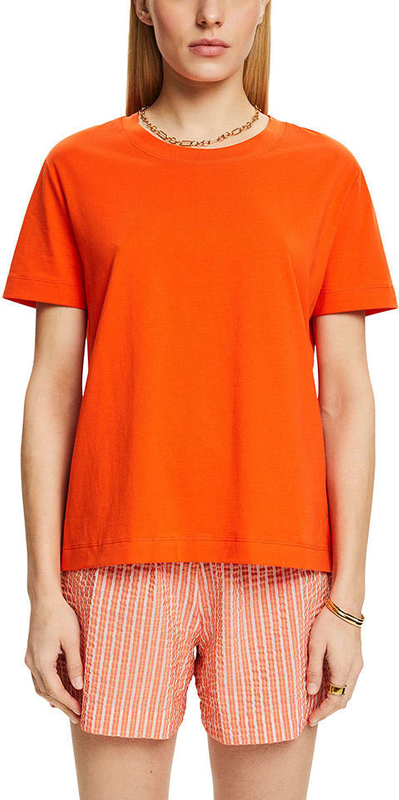 Pomarańczowa bluzka Esprit z krótkim rękawem w stylu casual