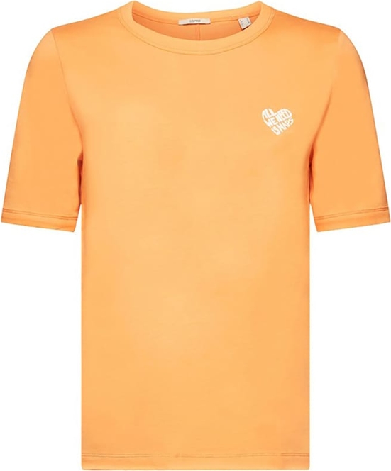Pomarańczowa bluzka Esprit z okrągłym dekoltem z bawełny