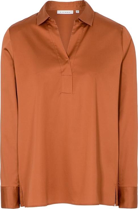 Pomarańczowa bluzka Eterna w stylu casual z dekoltem w kształcie litery v