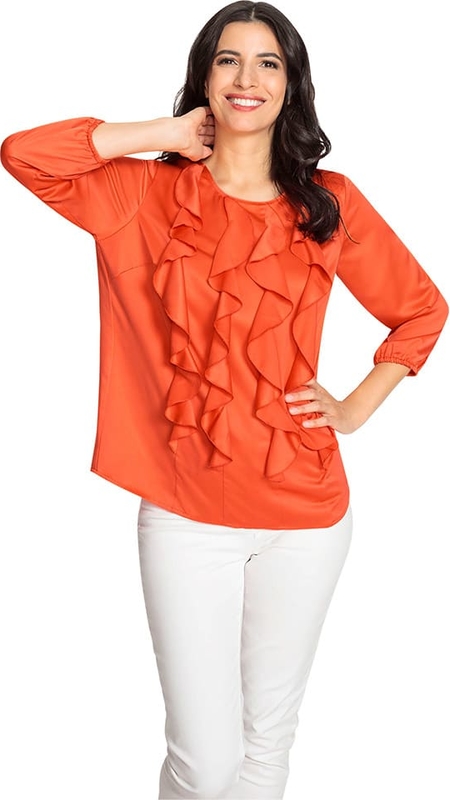 Pomarańczowa bluzka Heine w stylu casual z okrągłym dekoltem z długim rękawem