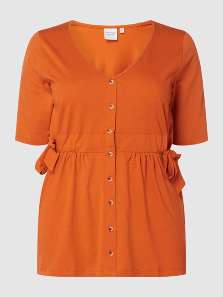 Pomarańczowa bluzka Junarose z krótkim rękawem z bawełny w stylu casual