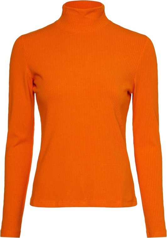 Pomarańczowa bluzka Marie Lund w stylu casual z długim rękawem z golfem