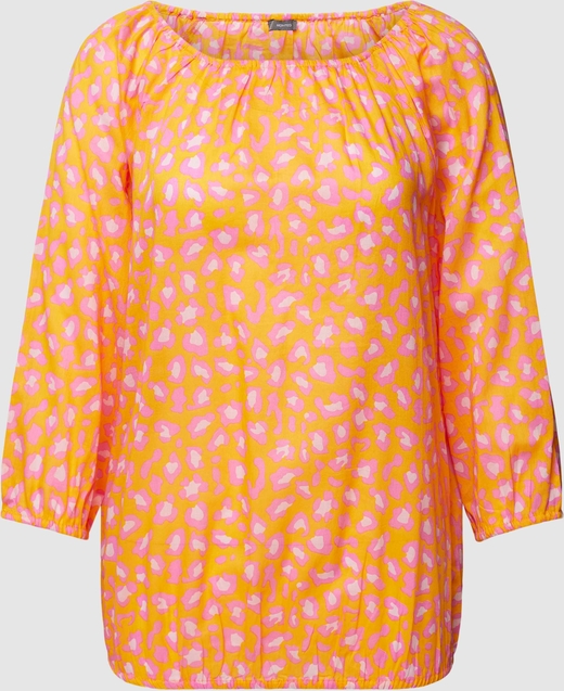Pomarańczowa bluzka Montego z długim rękawem z bawełny w stylu casual