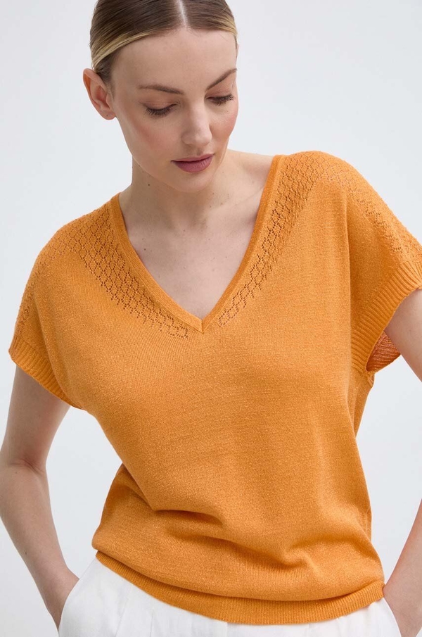 Pomarańczowa bluzka Morgan z dekoltem w kształcie litery v w stylu casual
