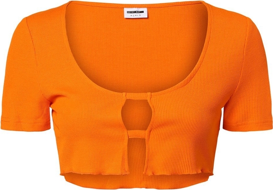 Pomarańczowa bluzka Noisy May z okrągłym dekoltem z krótkim rękawem