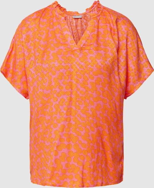 Pomarańczowa bluzka Peek&Cloppenburg z krótkim rękawem