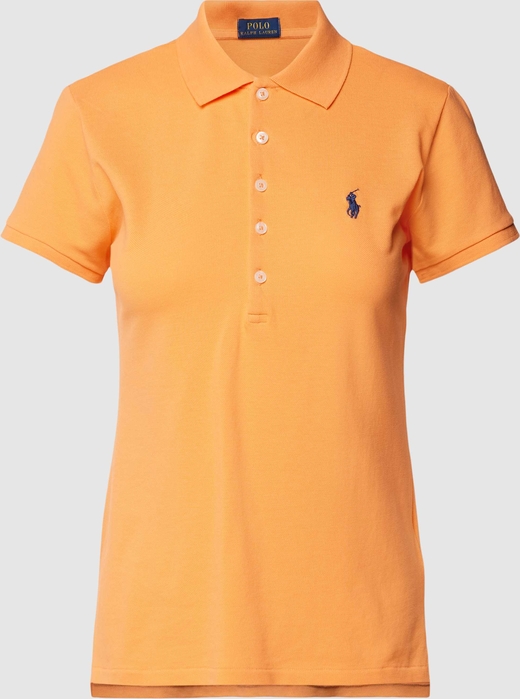 Pomarańczowa bluzka POLO RALPH LAUREN w stylu casual z kołnierzykiem