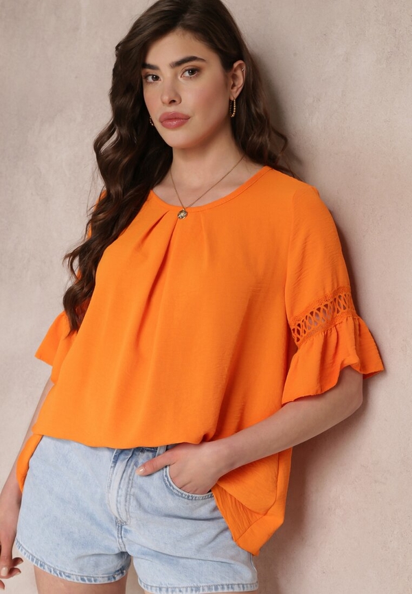 Pomarańczowa bluzka Renee z długim rękawem