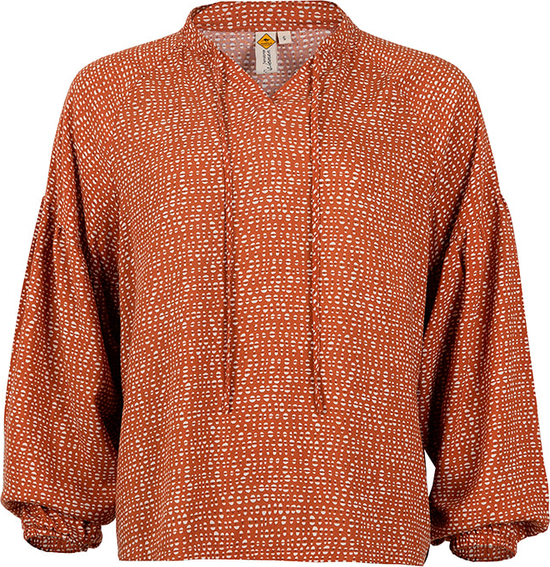 Pomarańczowa bluzka Roadsign w stylu casual z dekoltem w kształcie litery v