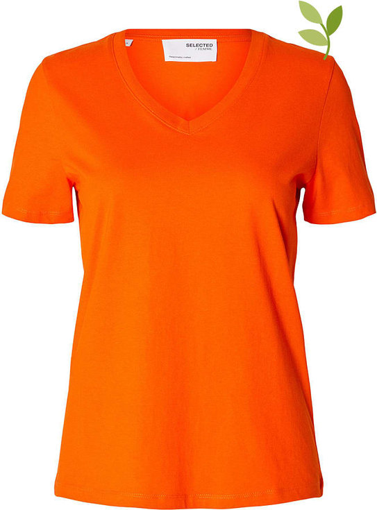 Pomarańczowa bluzka Selected Femme z bawełny