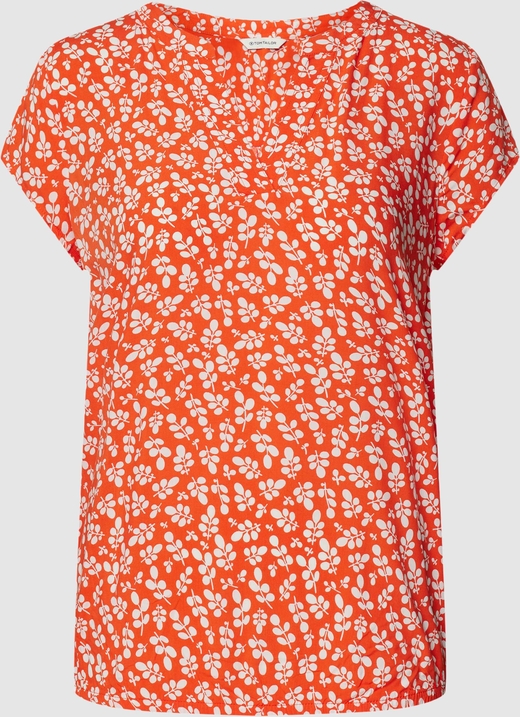 Pomarańczowa bluzka Tom Tailor z krótkim rękawem w stylu casual