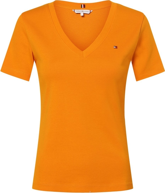 Pomarańczowa bluzka Tommy Hilfiger z bawełny w stylu casual z dekoltem w kształcie litery v
