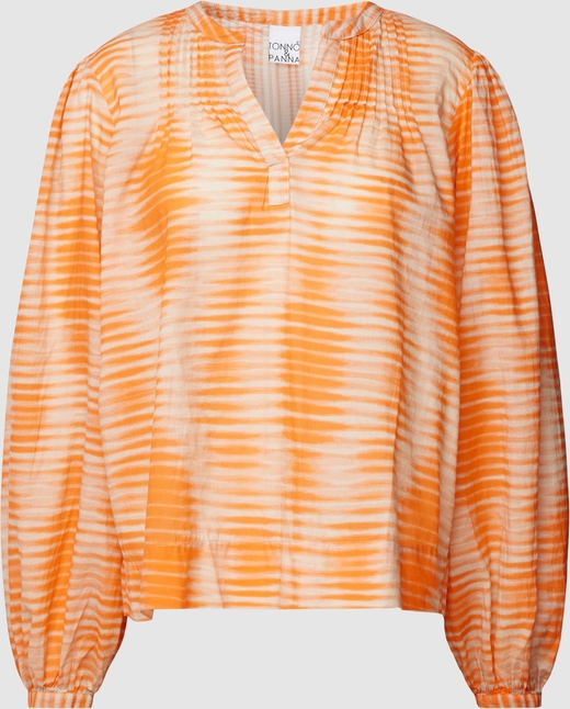 Pomarańczowa bluzka Tonno & Panna w stylu casual z długim rękawem z bawełny
