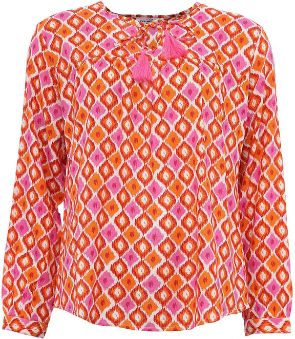 Pomarańczowa bluzka Zwillingsherz w stylu casual z okrągłym dekoltem