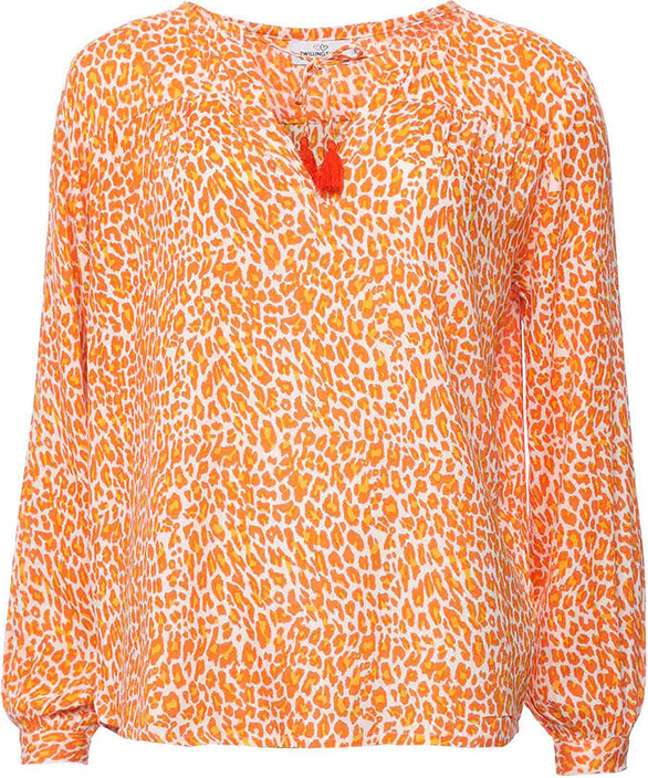 Pomarańczowa bluzka Zwillingsherz z dekoltem w kształcie litery v
