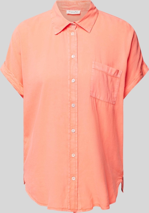 Pomarańczowa koszula Christian Berg Woman z krótkim rękawem w stylu casual z kołnierzykiem