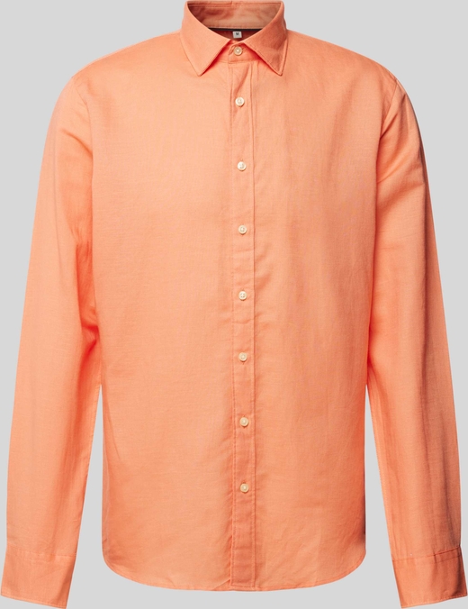 Pomarańczowa koszula Jake*s z bawełny w stylu casual z długim rękawem