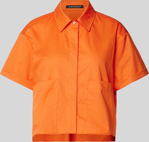 Pomarańczowa koszula Luisa Cerano z krótkim rękawem z bawełny