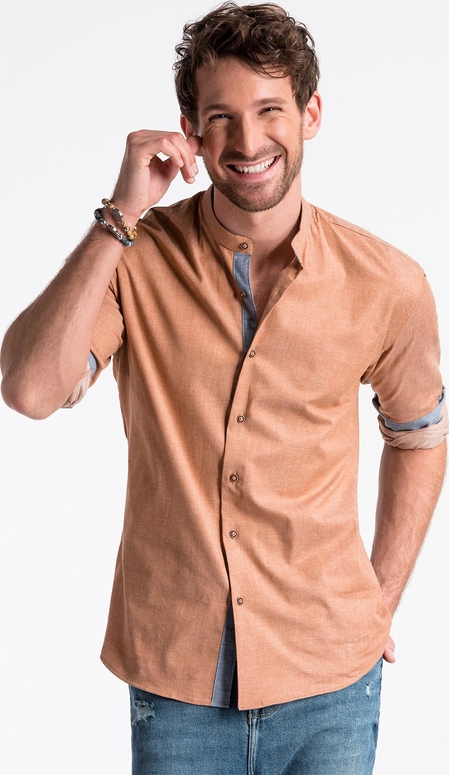 Pomarańczowa koszula Ombre_Premium w stylu casual