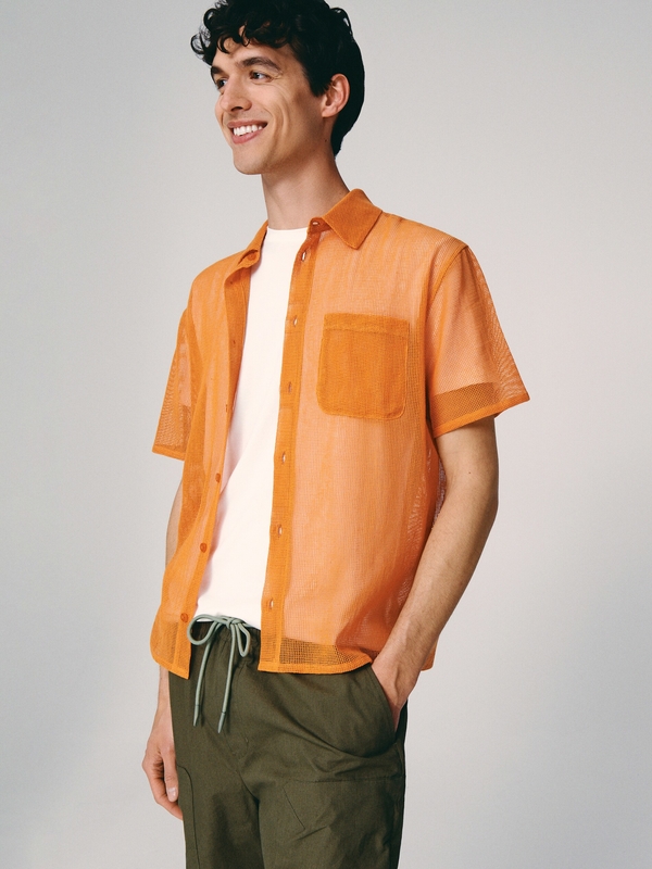 Pomarańczowa koszula Reserved w stylu casual z krótkim rękawem