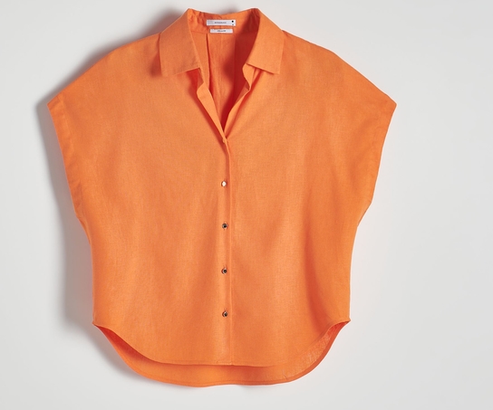 Pomarańczowa koszula Reserved z lnu