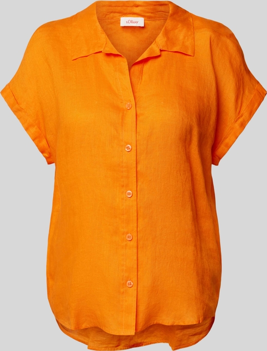 Pomarańczowa koszula S.Oliver z lnu w stylu casual
