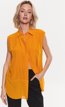 Pomarańczowa koszula Sisley w stylu casual bez rękawów
