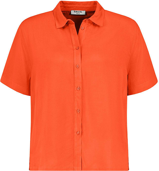Pomarańczowa koszula SUBLEVEL z kołnierzykiem w stylu casual
