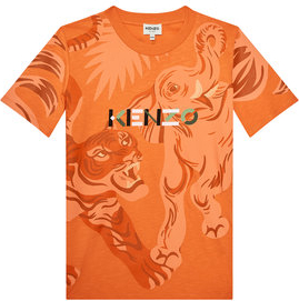 Pomarańczowa koszulka dziecięca Kenzo Kids z bawełny