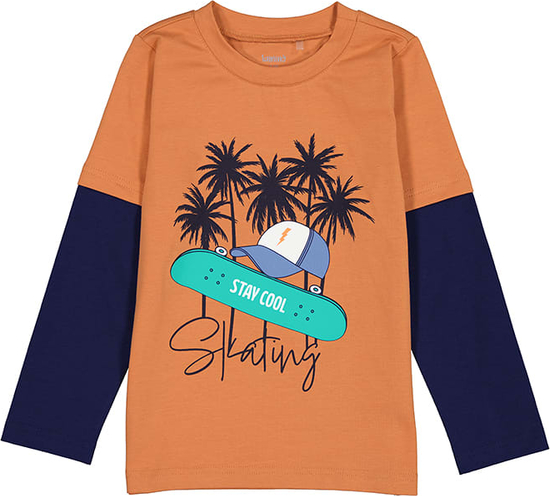 Pomarańczowa koszulka dziecięca Lamino z bawełny dla chłopców